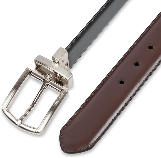 Tommy Hilfiger Men's Reversible Leather Belt, 2‑in‑1 Design for Dress Or Casual Wear