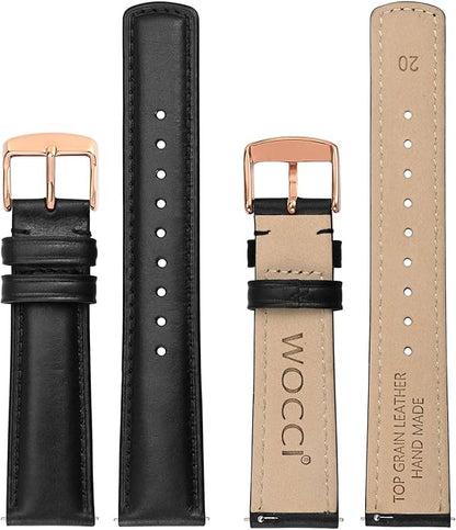 WOCCI Quick Release Watch Band, Distressed Genuine Leather, Stainless Steel Buckle, Strap Width 18mm 19mm 20mm 22mm 24mm