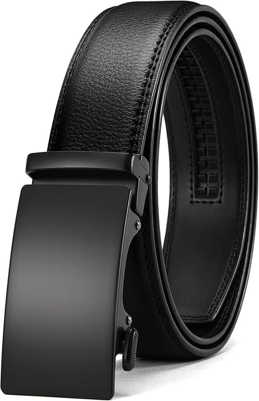 CHAOREN Mens Belt - Mens Ratchet Belt Leather 1 3/8" for Dress Pant - Micro Adjustable Belt Fit Everywhere