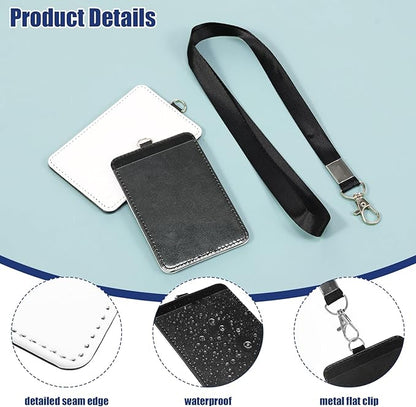 20 Pack Sublimation ID Badge Holder with Lanyards, PU Leather id Card Holder, Blanks Bulk Heat Transfer Print Vertical Name Badge Holders for Coach Office Employees Teacher