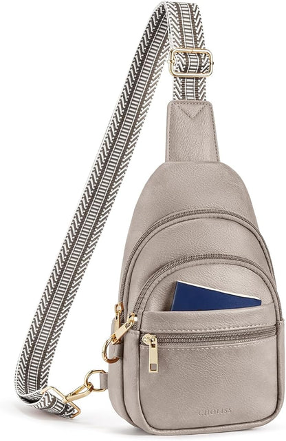 CHOLISS Anti Theft Small Sling Bag for Women and Men RFID Leather Crossbody Bags Fanny Pack Chest Bag Travel Purse Daypacks