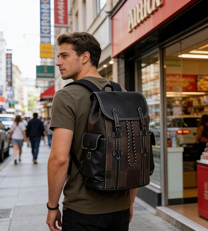 KingTo Laptop Backpack for Men Luxury Anti-Theft Travel Backpack Casual Business Waterproofing Computer Bag (B-Brown)