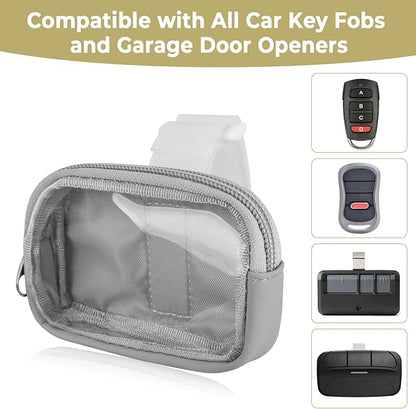 Garage Door Opener Holder for Visor, Mini Universal Bag for Garage Door Key Fob Remote Control, Adjustable Visor Case for Car Key Fob, Lipsticks Cosmetics Small Items (Gray)