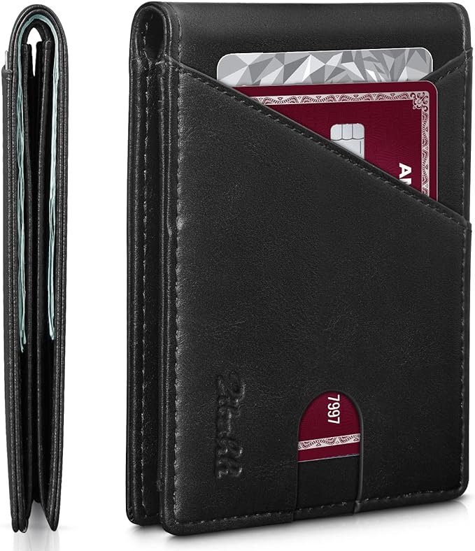 Zitahli Bifold Wallets for Men - Slim RFID Leather Credit Card Holder for 6-11 Cards, Minimalist Thin Wallet with ID Window & Cash Slot,Front Pockt Carteras Para Hombres, Birthday Gifts for Men | Slim, RFID Blocking, Premium, Front Pocket, Gift Box, Le...