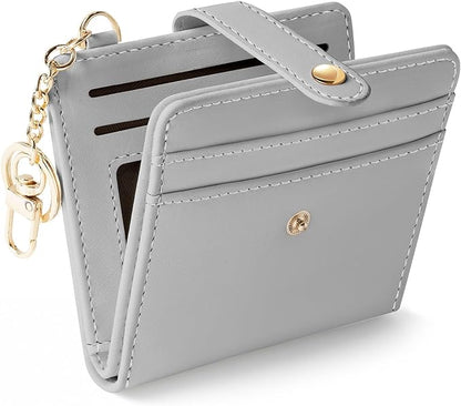 Jogjam Grey Rfid Ladies Wallet, Small Slim Thin Compact Credit Card Women Wallet, PU Leather Bifold Cash Zipper Coin Pocket ID Window for Female