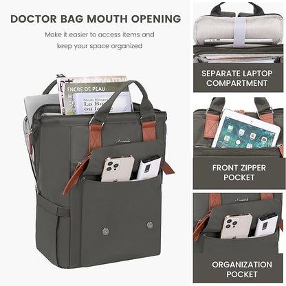 LOVEVOOK Laptop Backpack, Travel Bag with 17.3 inch Laptop Compartment, Water Resistant Teacher Nurse Doctor Work Bag, Anti-theft Daypack, Dark Grey Brown