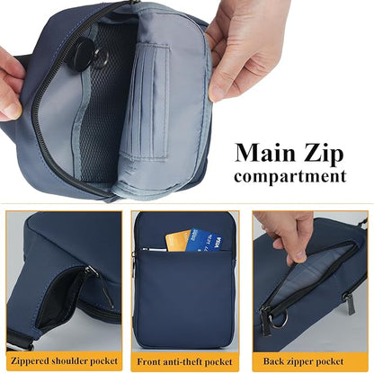 BROADREAM Mini Sling Bag for Men Women Small Crossbody Backpack Shoulder Bags with RFID & Waterproof for Hiking Trave Running