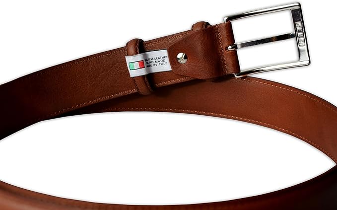 Mens Plain Smooth Italian Dress Leather Belt