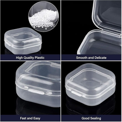 SATINIOR 12 Pack Clear Plastic Beads Storage Containers Box with Hinged Lid for Beads and More (1.38 x 1.38 x 0.71 Inch)