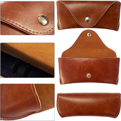 LogHog Portable Leather Glasses Case,Flexible Sunglasses Pouch Slim Case for Women Men Horizontal Eyeglass Case