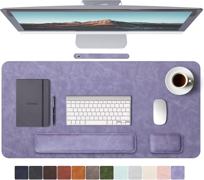 RENMTURE Large Mouse Pad and Keyboard Wrist Rest, Desk Pad for Keyboard and Mouse, Large Gaming Mouse Pad with Wrist Support, Desk Mat for Work and Gaming (Purple)
