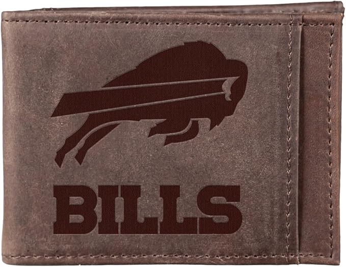 Team Sports America NFL Buffalo Bills Front Pocket Slim Wallet for Men | Minimalist Leather RFID Blocking Bifold Card Holder with Money Clip | Officially Licensed Stamped Logo