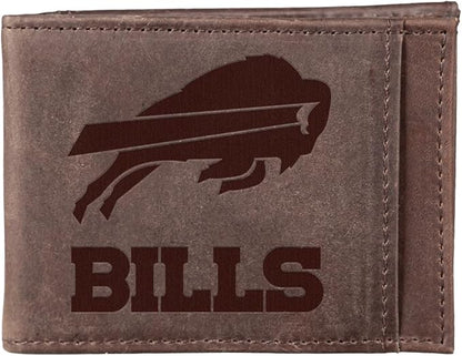 Team Sports America NFL Buffalo Bills Front Pocket Slim Wallet for Men | Minimalist Leather RFID Blocking Bifold Card Holder with Money Clip | Officially Licensed Stamped Logo