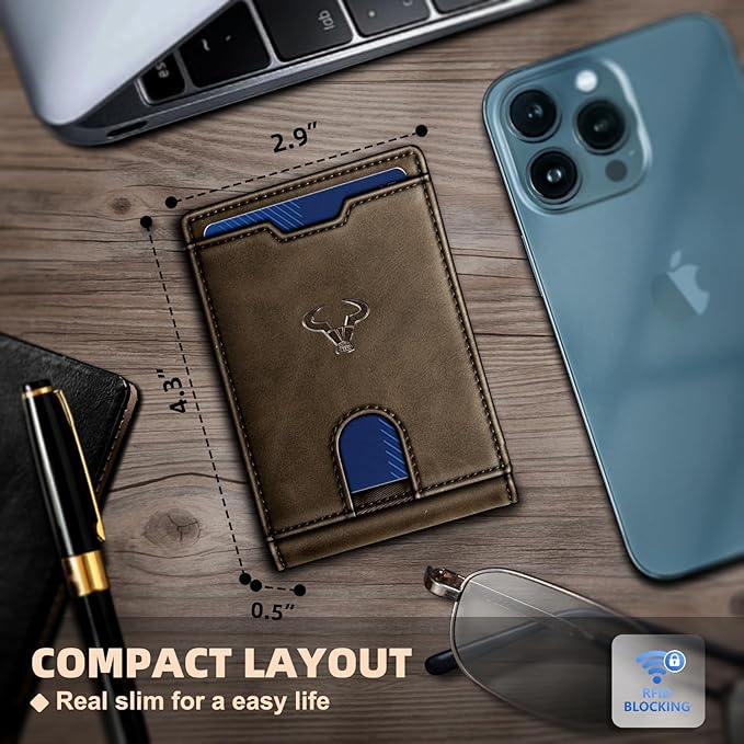 BULLIANT Men Wallet Airtag&Standard Use,Slim Front Pocket Wallet Money Clip for Gifg Men RFID Blocking 11Cards