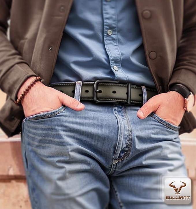BULLIANT Men's Belt,Reversible Belt Adjustable For Gift Men 1.25”-Cut For Fit-2 Sides in 1 Belt(Not 2)