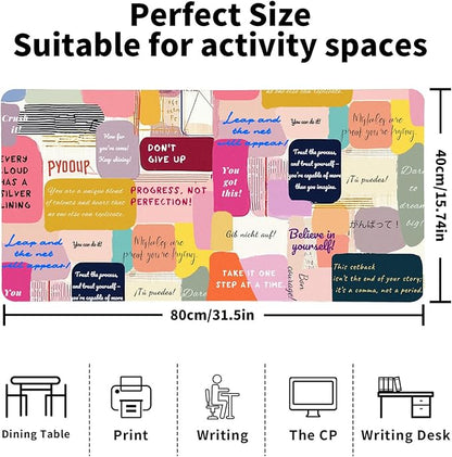 Motivational Desk Mat for Women, Waterproof PU Leather Desk Pad with Non-Slip Base, Uplifting Gift Inspiring Office Keyboard Mat for Gaming & Home Work（31.5 * 15.75in）