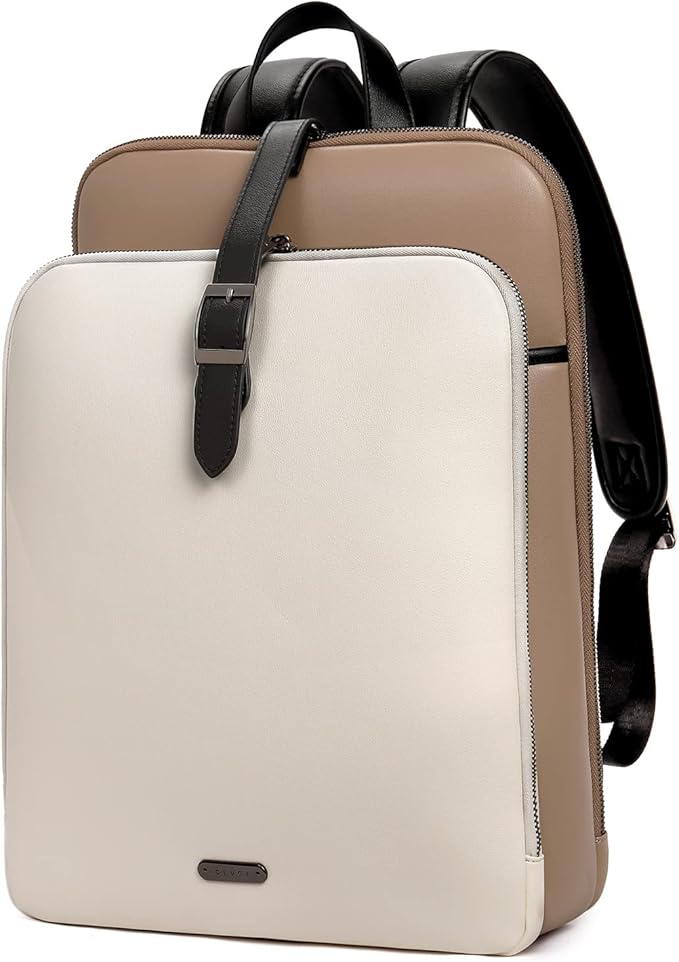 CLUCI Leather Backpack for Women, 15.6 inch Laptop Bag, Large Genuine Work Backpack Travel Back