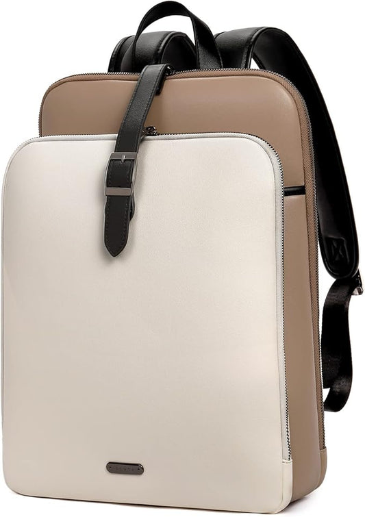 CLUCI Leather Backpack for Women, 15.6 inch Laptop Bag, Large Genuine Work Backpack Travel Back