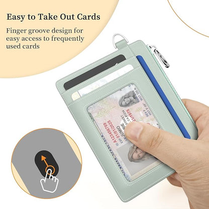 Hancynir Sunrise Mountain Small Wallet Women Credit Card Holder, Slim RFID Blocking Keychain Card Wallets, Mini Front Pocket PU Leather Thin Travel Zipper Coin Cash Ladies Wallet Organizer Gifts