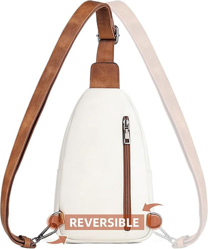 MASINTOR Sling Bag for Women - Crossbody Bags Fanny Pack with Vegan Leather - Adjustable Sling Backack for Travel