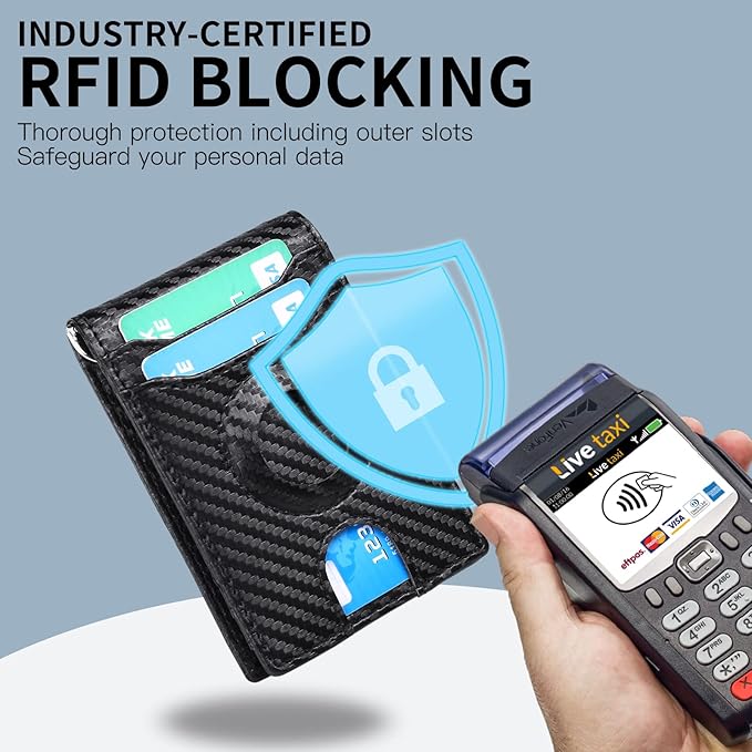 Wallets for Men Slim Leather Money Clip Mens - RFID Blocking Front Pocket Bifold Wallet Credit Card Holde