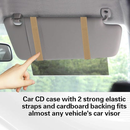 Molain CD Case Holder for Car, DVD Vehicle Sun Visor Organizer for Cars Large Capacity CD Visor Case Car with 12 DVD Storage Sleeves 1 Mesh Pocket 1 Pen Holder and Elastic Strap(Khaki)