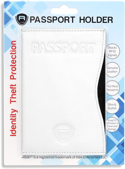Alban RFID Passport Holder Women Men RFID Blocking Travel Passport Wallet Case Genuine Leather Passport Cover porta pasaporte