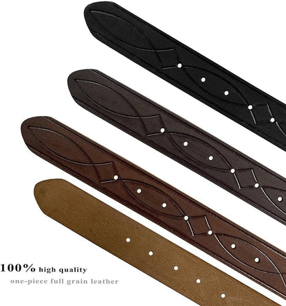 Genuine Full Grain Western Engraved Tooled Leather Strap or Belt 1-1/2" Wide