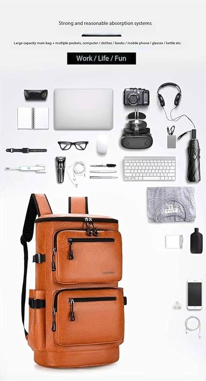 Travel Backpack For Business,Portable Travel Backpack,Lightweight Large Compartment Backpack, School Weekend Day Bag (Brown,Large)