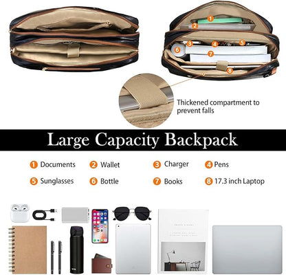 Stuery Faux Leather Messenger Bag for Men 17-17.3 Inch: Laptop Bag Briefcase Computer Handbags Shoulder Crossbody Bag with Padded Laptop Sleeve for Work College Travel, Black Brown