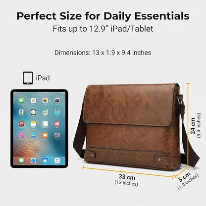 Messenger Bag for Men, 13 inch Purse Crossbody Bag, Waterproof Shoulder Bag for Office Business