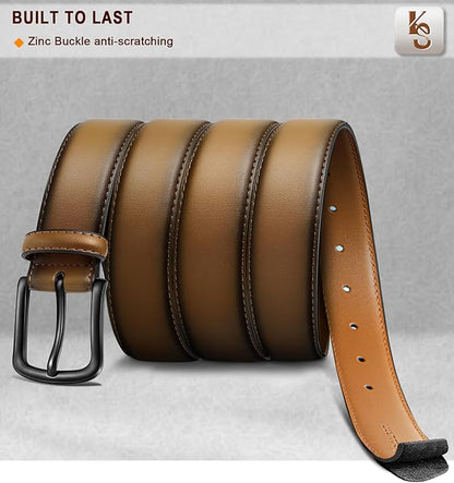 KEMISANT Men Belt-Genuine Leather Belt for Men Dress Casual Golf Jeans 1 3/8"