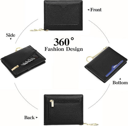 GAEKEAO Wallet Women RFID Blocking Small Bifold Vegan Leather Ladies Mini Purse with ID Window Zipper Change Pocket