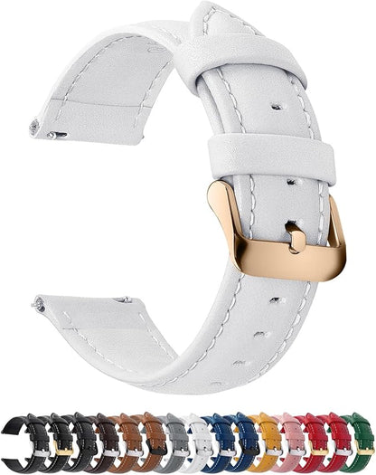 Fullmosa Watch Band, Quick Release Leather Watch Strap for Men Women, Replacement Bands Width 12mm 14mm 16mm 18mm 19mm 20mm 21mm 22mm 24mm
