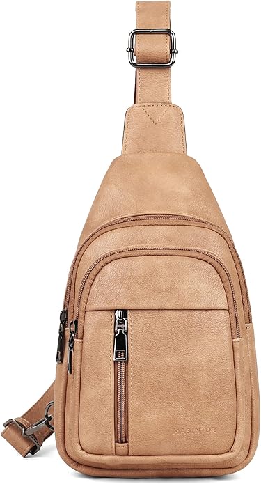 MASINTOR Sling Bag for Women - Crossbody Bags Fanny Pack with Vegan Leather - Adjustable Sling Backack for Travel