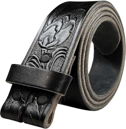 100% One-Piece Full Grain Leather Belt Straps with No Slot Hole/Slot Hole/Heavy-Duty, Multi Options 1-1/2" (38mm) Wide