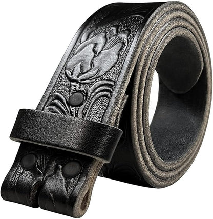 100% One-Piece Full Grain Leather Belt Straps with No Slot Hole/Slot Hole/Heavy-Duty, Multi Options 1-1/2" (38mm) Wide