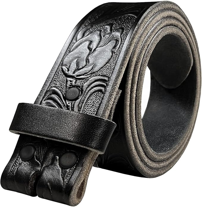 100% One-Piece Full Grain Leather Belt Straps with No Slot Hole/Slot Hole/Heavy-Duty, Multi Options 1-1/2" (38mm) Wide
