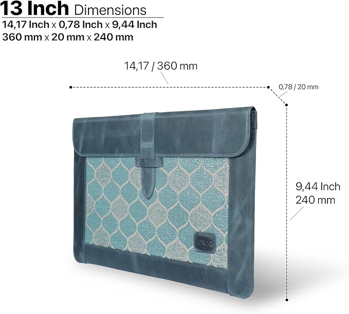 LONDO Leder Hülle Kompatibel mit MacBook Pro 14 & Air 13-13.3 Zoll (M5, M4, M3, M2, M1, Pro, Max) & iPad Pro 12.9, Premium Vollleder Laptop Tasche, Blue Modelle 2020 bis 2026