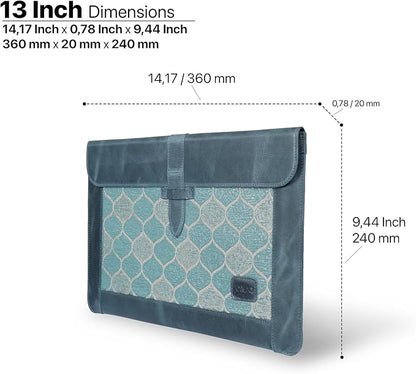 LONDO Leder Hülle Kompatibel mit MacBook Pro 14 & Air 13-13.3 Zoll (M5, M4, M3, M2, M1, Pro, Max) & iPad Pro 12.9, Premium Vollleder Laptop Tasche, Blue Modelle 2020 bis 2026