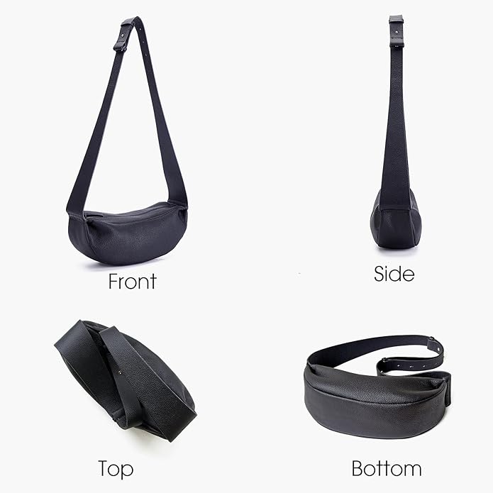 DONNAIN Genuine Leather Sling Bags Crossbody Women, Minimalist Style Casual Chest Bags with Wide Strap