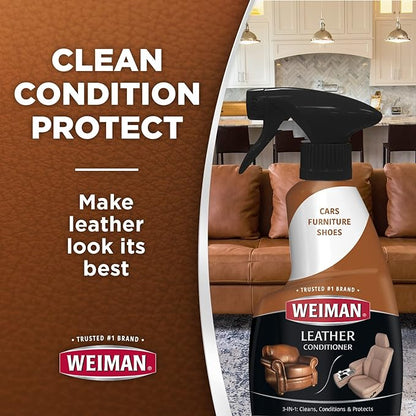 Weiman Leather Cleaner and Conditioner for Use on Your Couch Chair Purse Wallet Shoes Boots Saddle Belt Jacket Car Seat