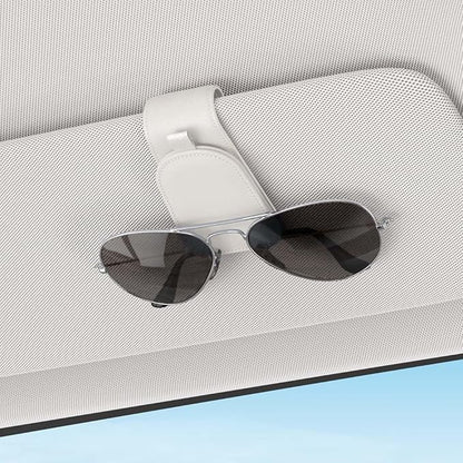 Sotfamily Sunglass Holder for Car Visor, Suede Cloth Magnetic Sunglass Organizer for Car Accessories, 2 Packs, White