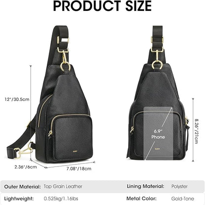 Kattee Small Sling Bag for Women, Leather Fanny Packs Crossbody Purse, Chest Bag for Travel with RFID Blocking, Black