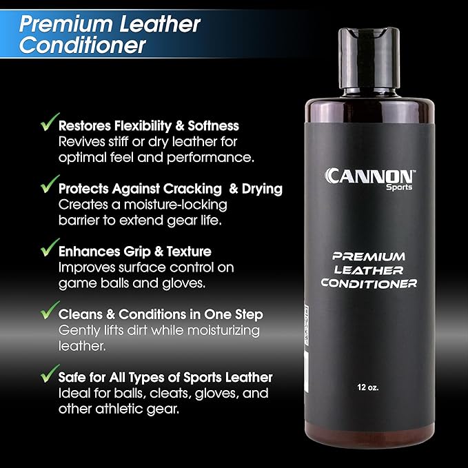 Cannon Sports Leather Conditioner | Baseball Glove Conditioner | Football Leather Care | Softens, Protects & Restores All Leather Sports Gear | Prevents Cracking & Drying