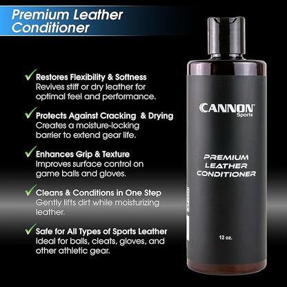 Cannon Sports Leather Conditioner | Baseball Glove Conditioner | Football Leather Care | Softens, Protects & Restores All Leather Sports Gear | Prevents Cracking & Drying