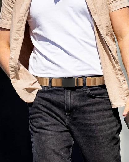 CHAOREN Nylon Ratchet Belts for Men - Adjustable Casual Work Belt with Slide Buckle - Trim to Fit