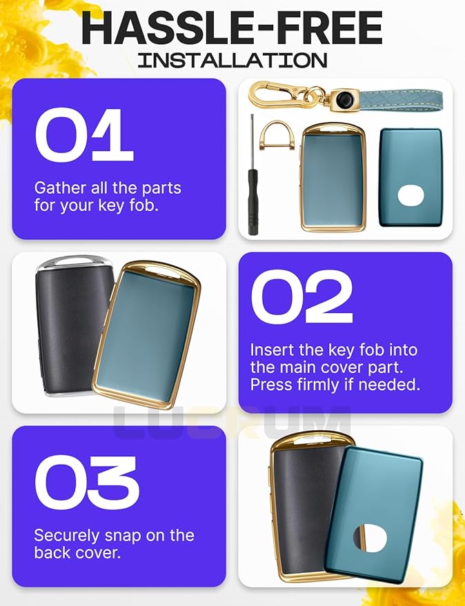 Lucrum Compatible with Mazda Key Fob Cover & Leather Keychain - TPU Case for 3, 6, CX-5 CX-9 CX-30 CX-50 CX-70 (2019-2025)
