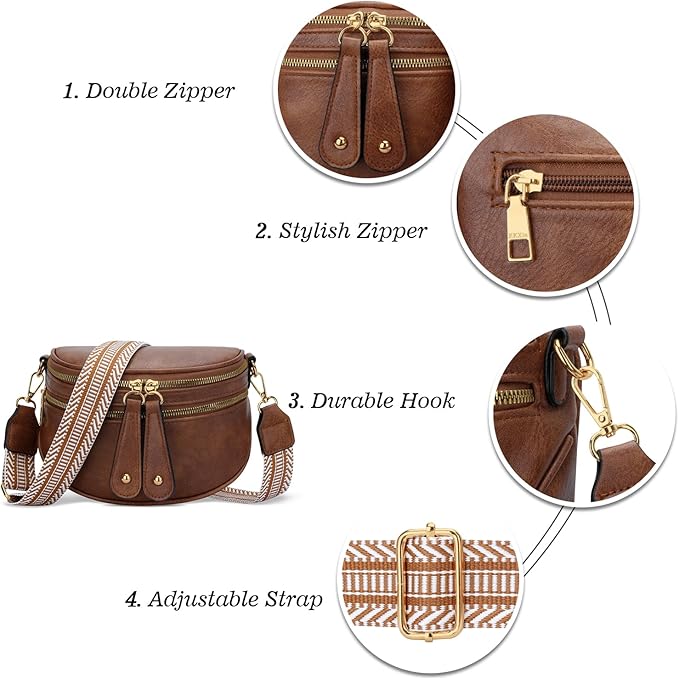 KKXIU Crossbody Sling Bag for Women Trendy Fanny Pack Vegan Leather Chest Bag | Trendy
