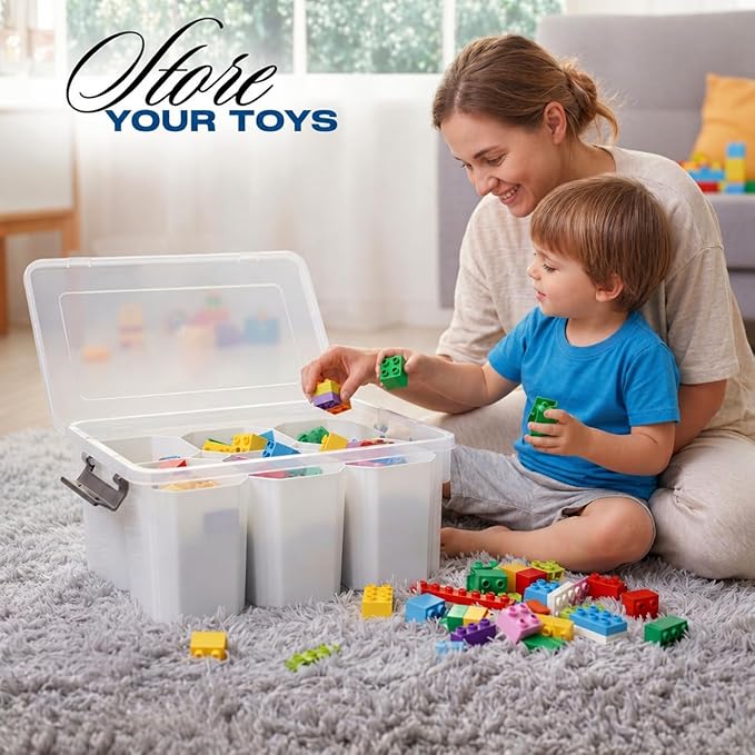 Trivon 17 QT Plastic Storage Bins Clear Storage Box with Lids Multipurpose Stackable Storage Containers for Organizing Tool, Craft, Crayon Clear Storage Bins with Lids